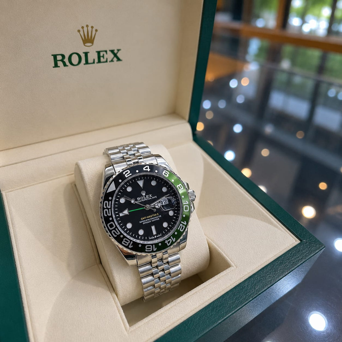 Luxury Black & Green ROLEX Style Men’s Watch – Stainless Steel