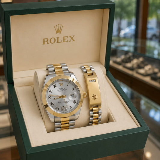 Two-Tone Silver Dial Datejust Style Luxury Watch