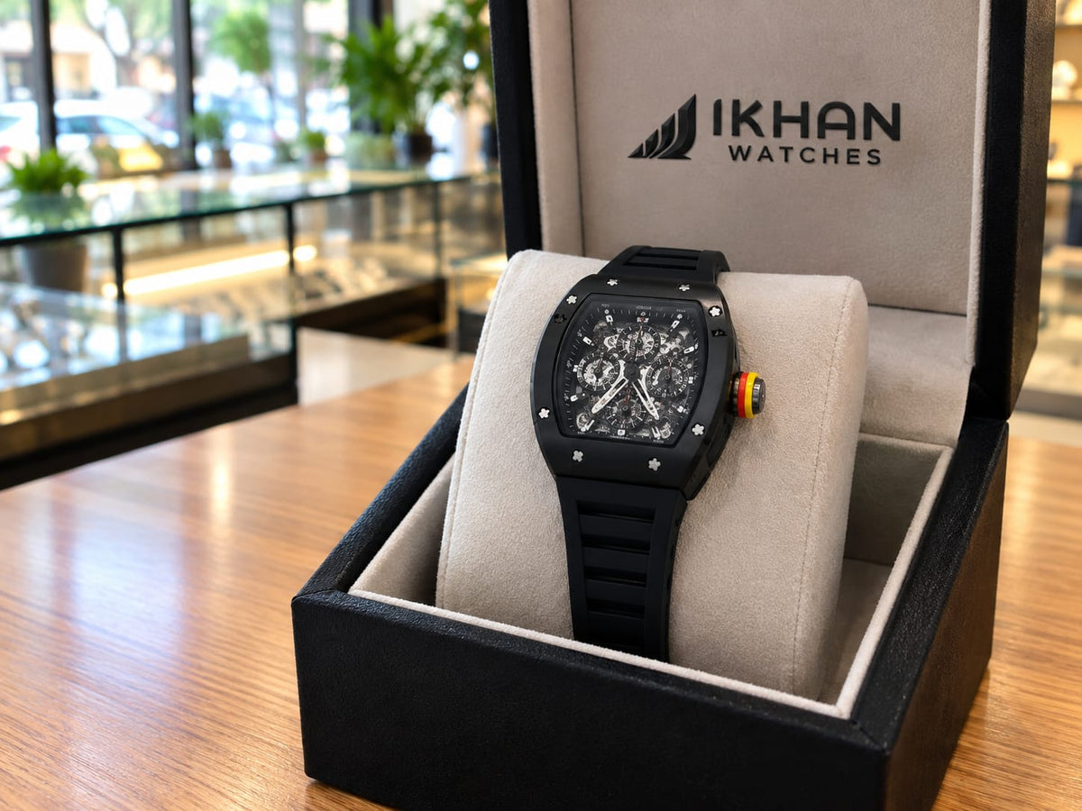 Luxury Black Skeleton Watch – Premium Automatic-Style Sport Design