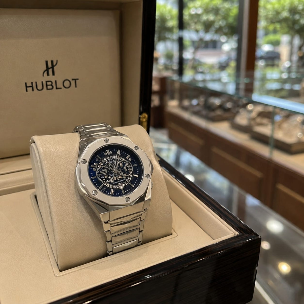 Hublot Green Dial Chronograph Stainless Steel Luxury Watch