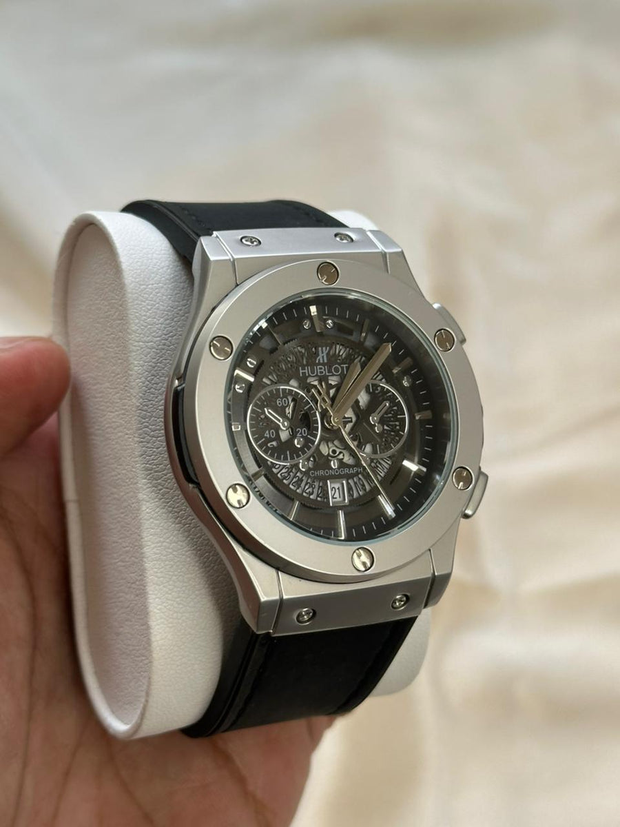 Black Skeleton Chronograph Luxury Watch – Stainless Steel & Black Strap — image 2