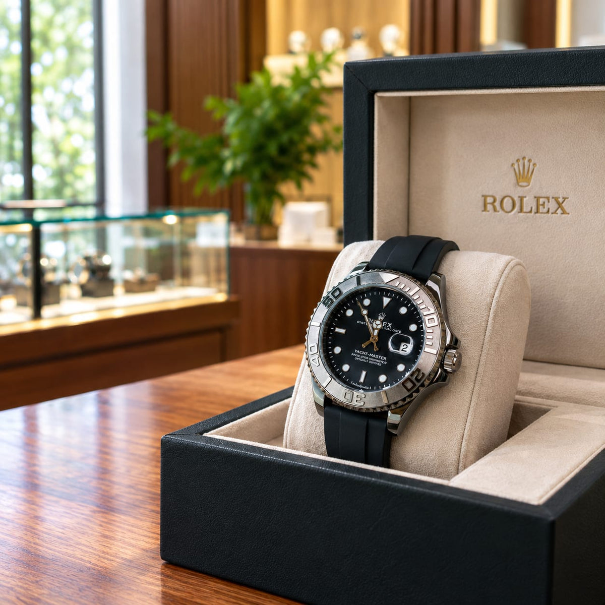 Luxury Yacht-Style Master Watch – Black Gold Yellow