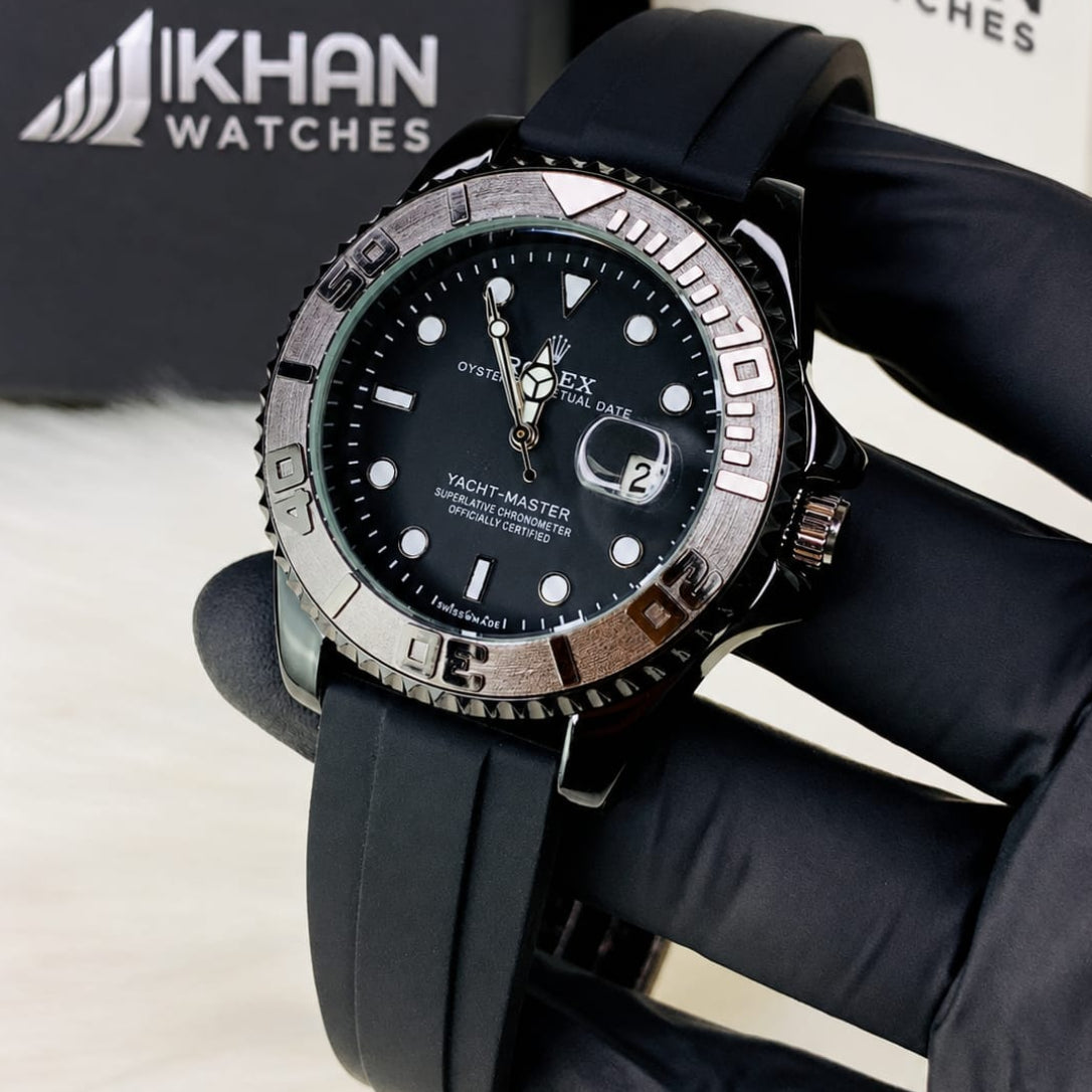 Luxury Yacht-Style Master Watch – Black Gold Yellow