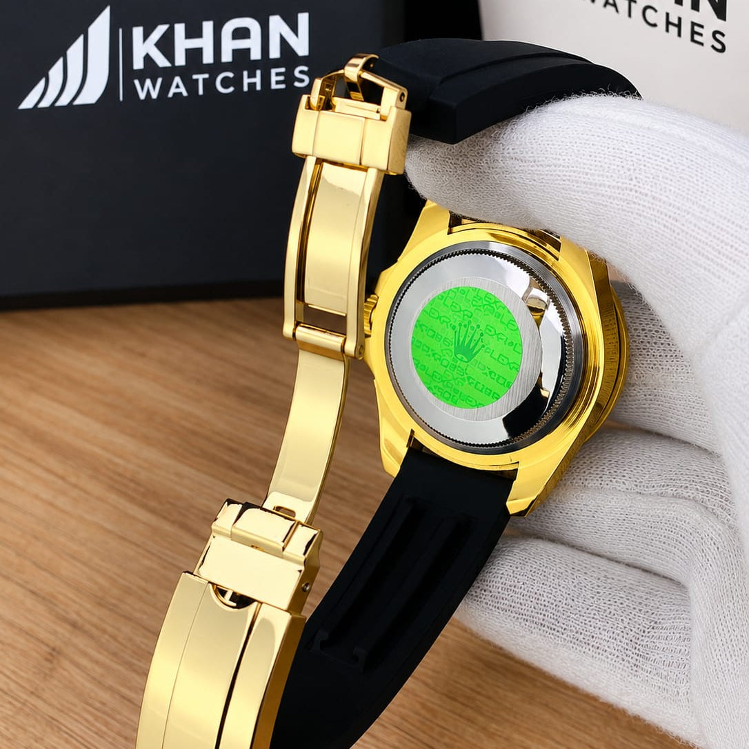 Luxury Yacht-Style Master Watch – Black Gold Yellow