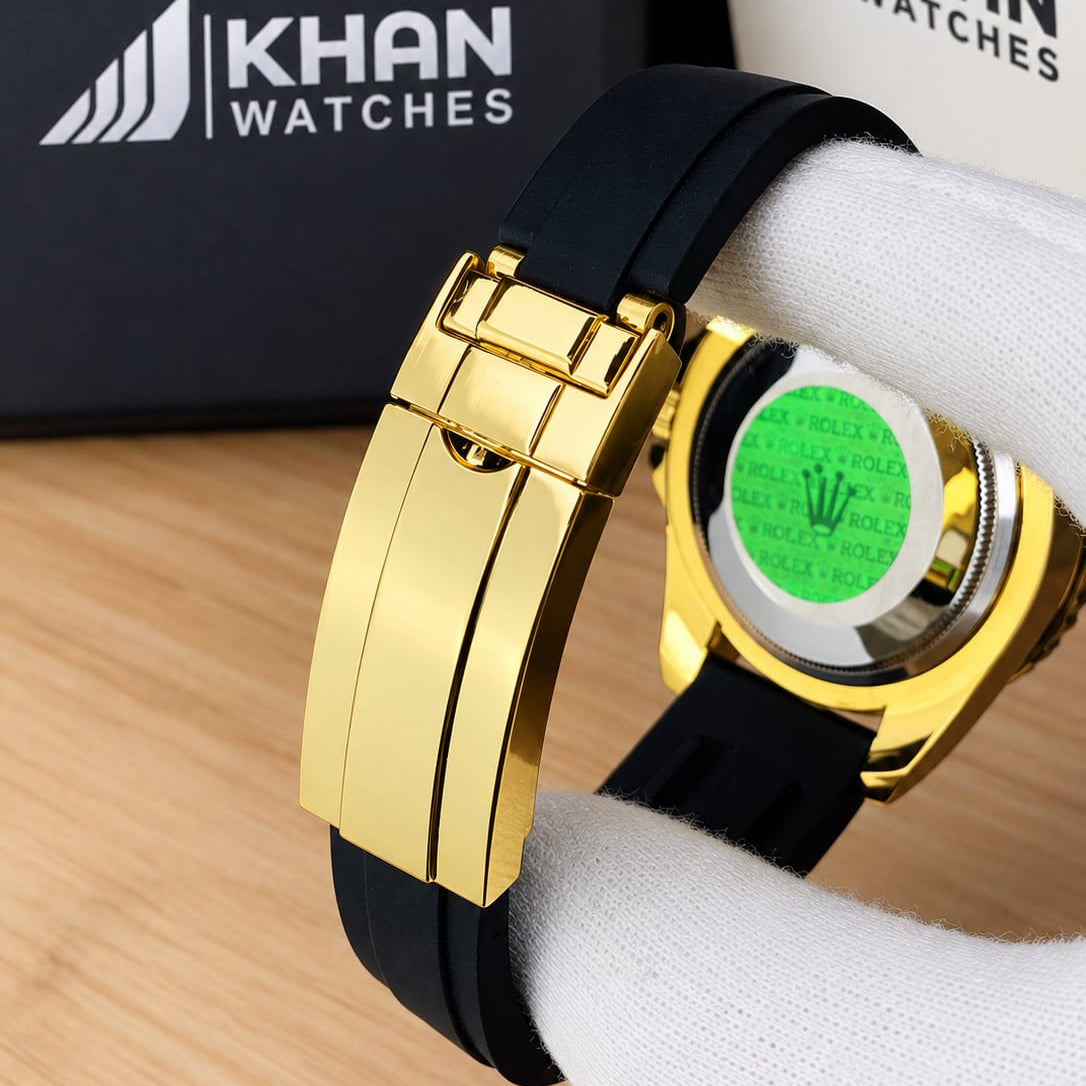 Luxury Yacht-Style Master Watch – Black Gold Yellow