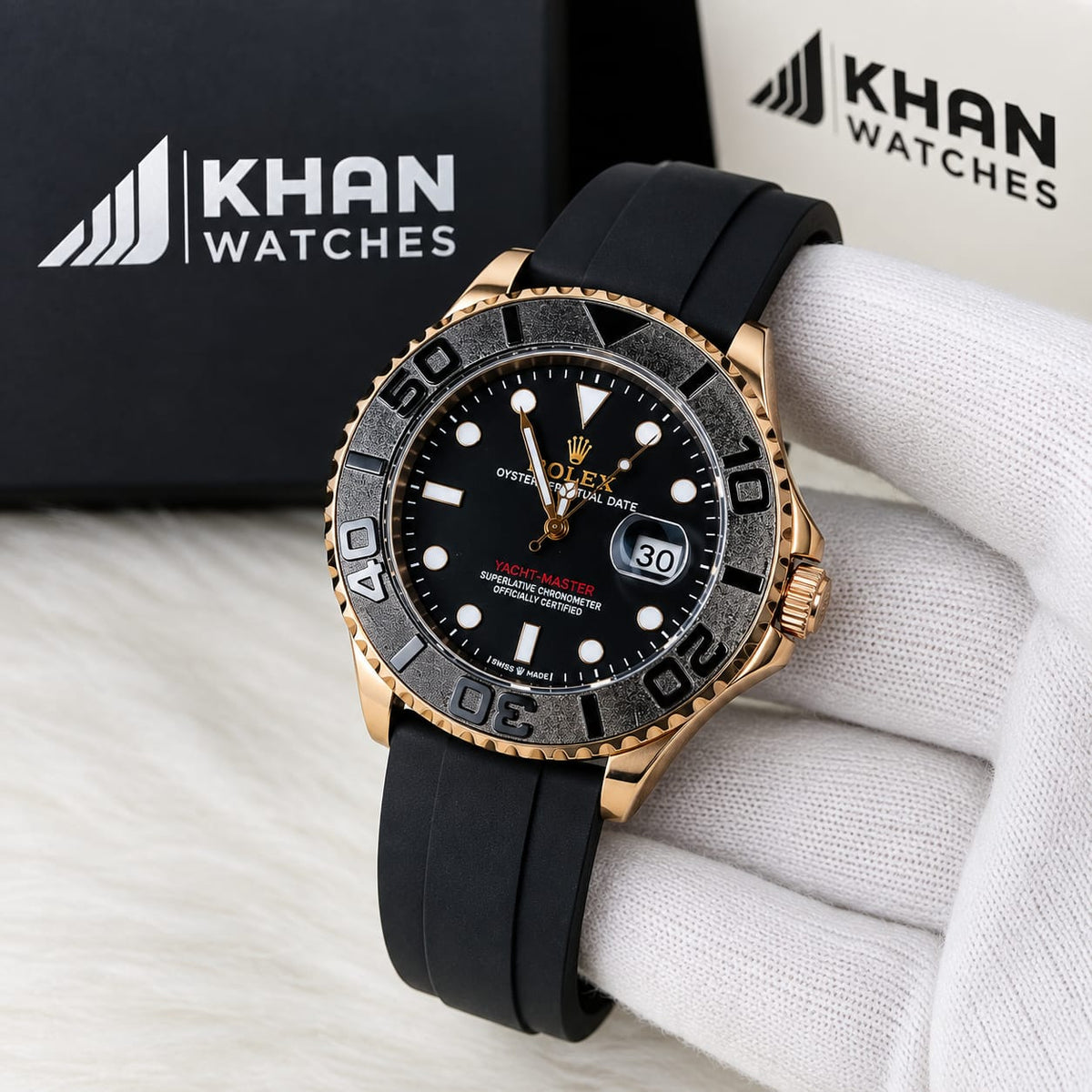 Luxury Yacht-Style Master Watch – Black Gold Yellow